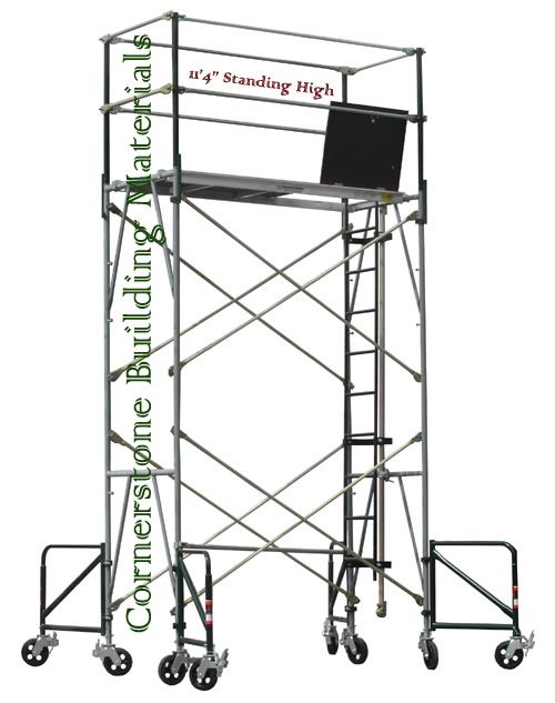 3x114towerwoutrigger100.jpg Scaffold Rolling Tower with the Gaued Rail and Hatch Deck