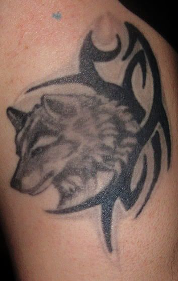 wolf head tattoo. Wolf Head and Tribal Tattoos