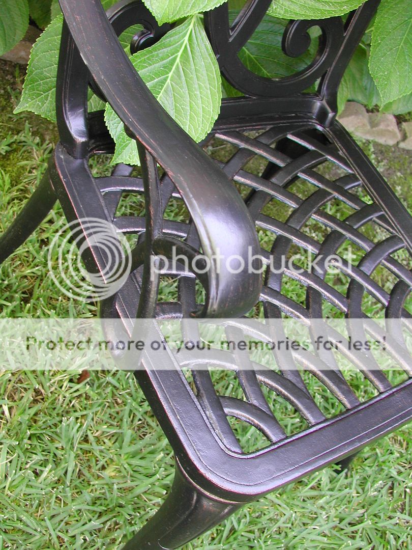 Pair Cast Aluminum Outdoor Patio Furniture Arm Chairs  